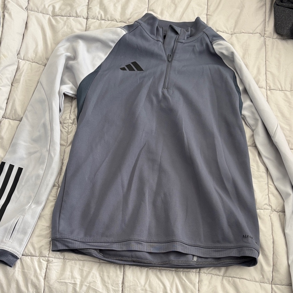 Adidas Gray and White Aeroready Pullover